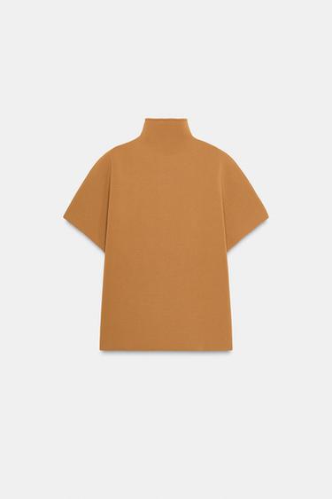 TOP CAPE EN MAILLE À FERMETURE ÉCLAIR - Camel clair de Zara - Image 7