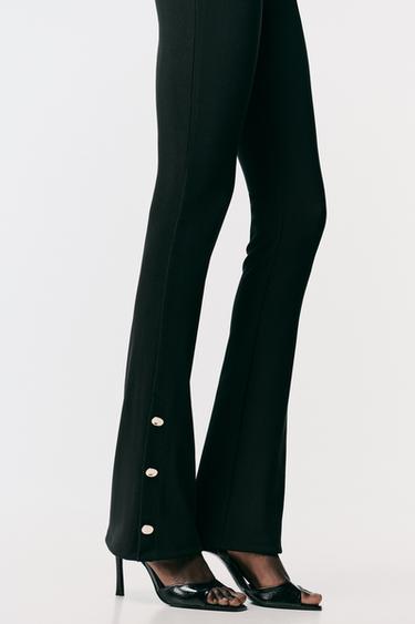 FLARE LEGGINGS WITH BUTTON HEMS - Black by Zara - Image 1