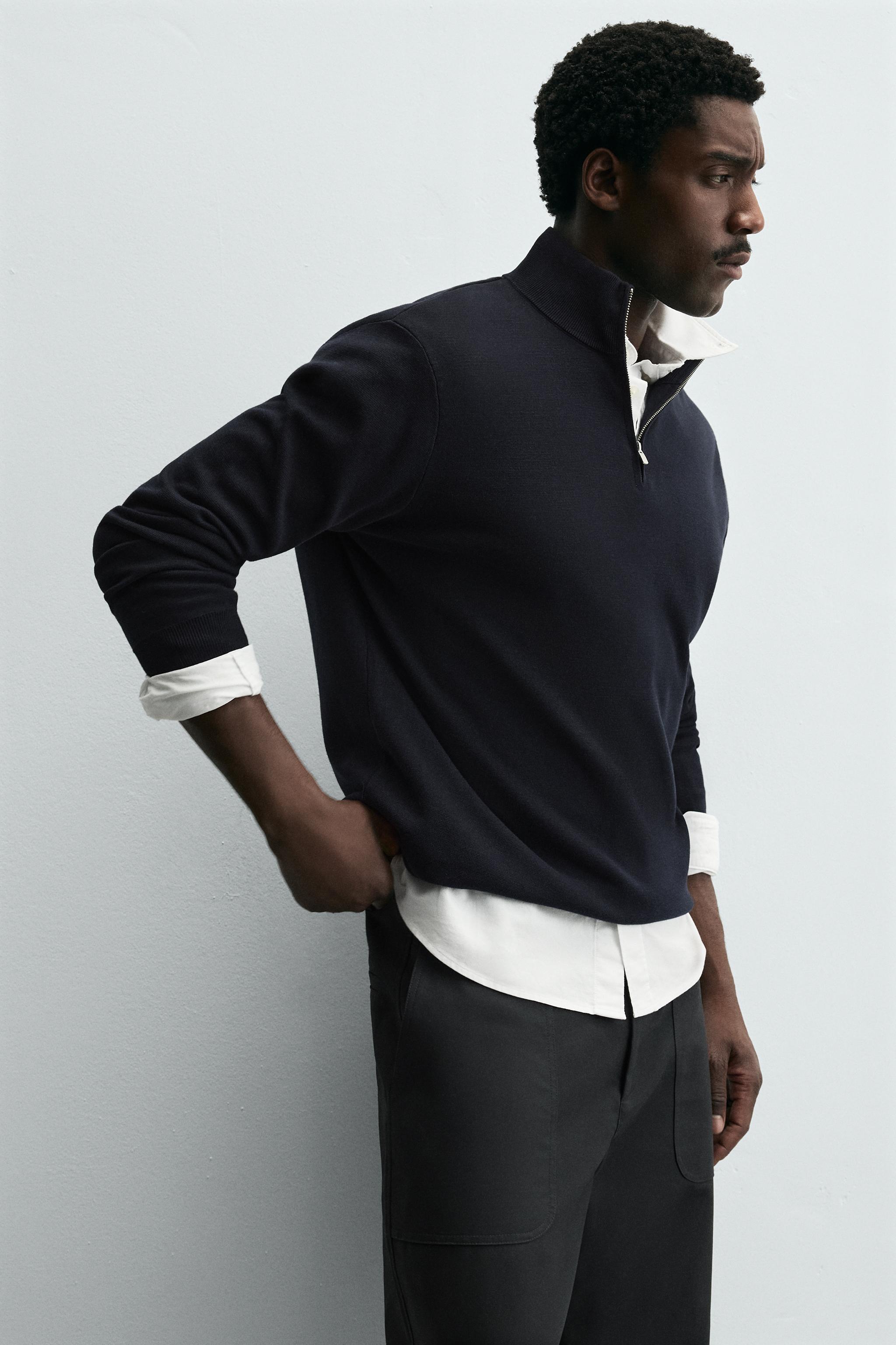 PULL EN MAILLE PERLÉE ZIPPÉ