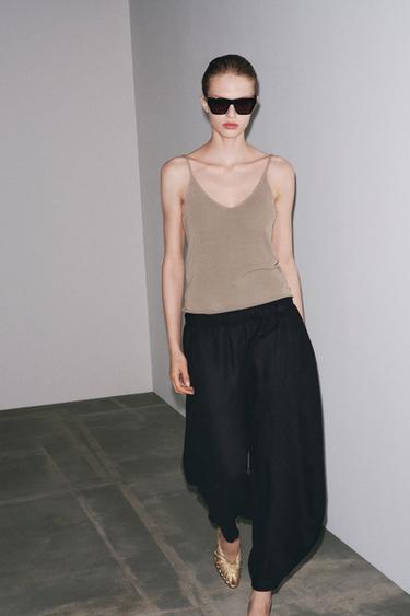 KNITTED STRAPPY TOP - Straw by Zara