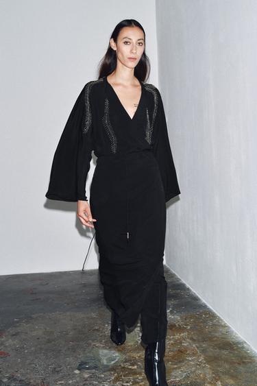 VESTIDO BORDADOS ABALORIOS ZW COLLECTION - Negro de Zara