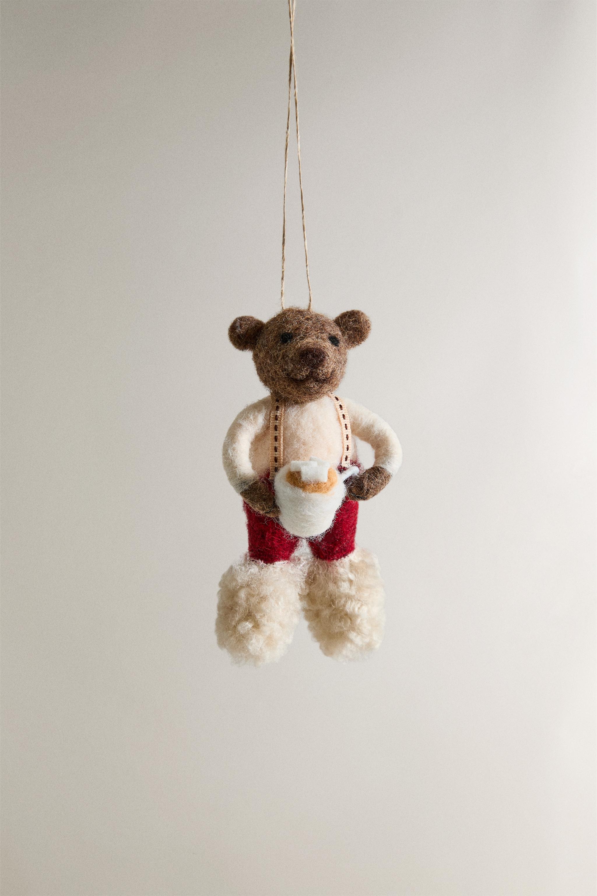 WOOL BEAR COFFEE CHRISTMAS TREE ORNAMENT