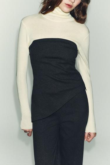 Zara SOFT STRAPLESS TOP - Gray