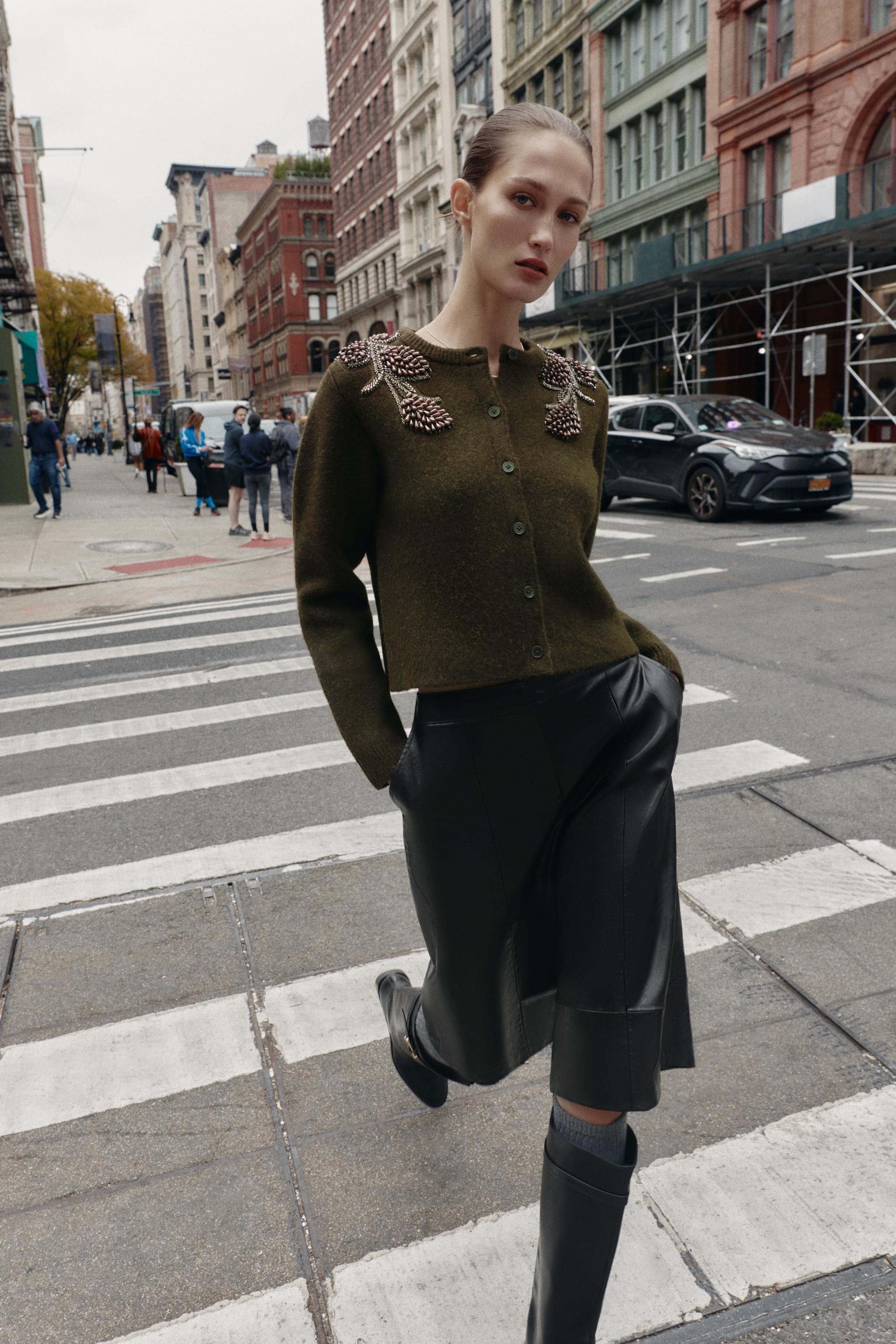 BEADED CARDIGAN - Green | ZARA United States