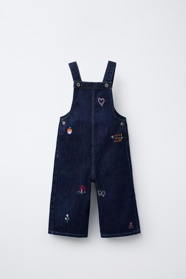 QUẦN YẾM DENIM THÊU - Xanh dương từ Zara - Hình ảnh 0