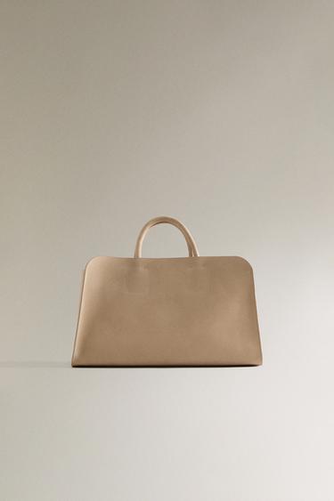 MINI SHOPPER PIEL NOBUK - Blanco Crudo de Zara
