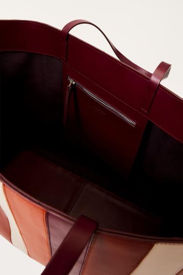 MAXI SHOPPER RAYURES CUIR ÉDITION LIMITÉE - Orange de Zara - Image 3