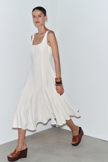 Zara ZW COLLECTION MIDI DRESS - Ecru