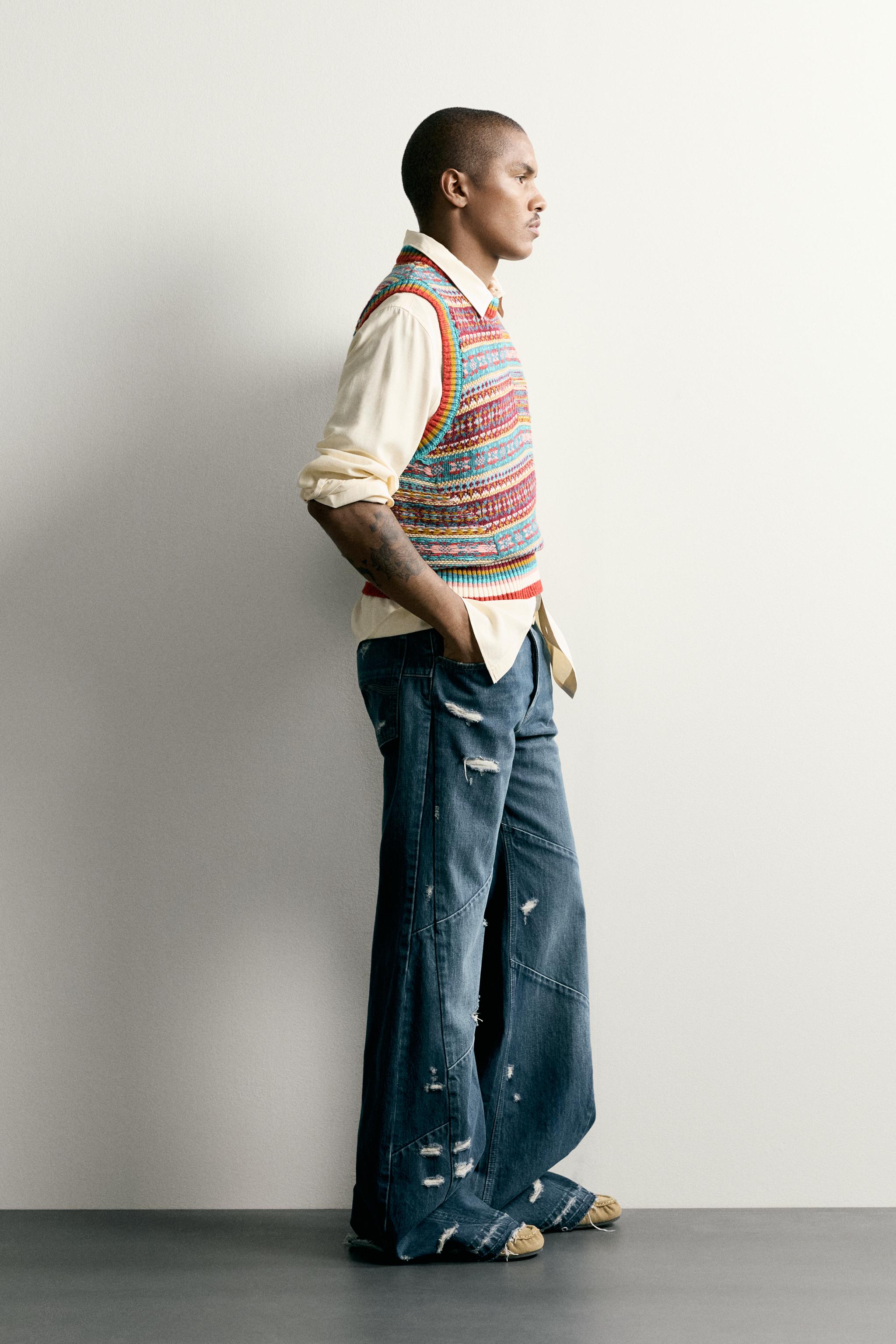 Мужские жилеты Zara PATCHWORK JACQUARD KNIT VEST — фото 4