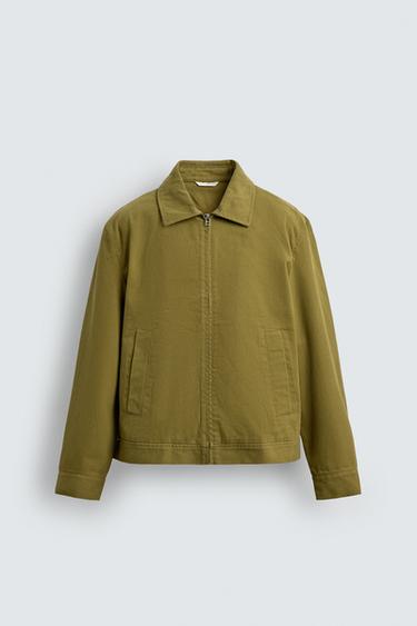 КУРТКА-РУБАШКА ИЗ ТКАНИ С РЕЛЬЕФОМ НА МОЛНИИ — ОЛИВКОВЫЙ от Zara