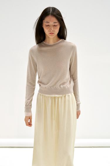 ウール混紡コンビニットセーターサンドZaraのウール混紡コンビニットセーター - サンド