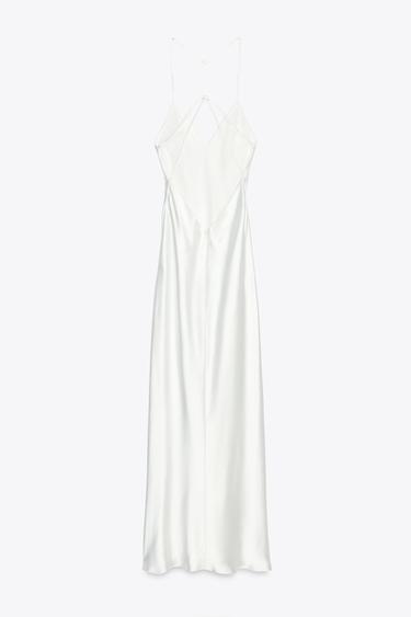 ROBE MI-LONGUE SATINÉE BRIDES DOS - Blanc de Zara - Image 5