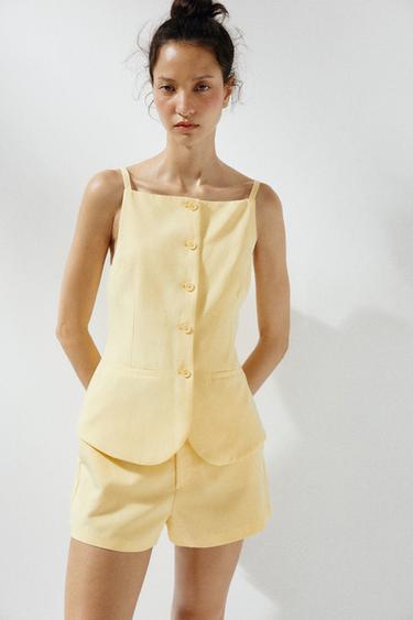 TOP GILET À BOUTONS - Jaune clair de Zara - Image 2