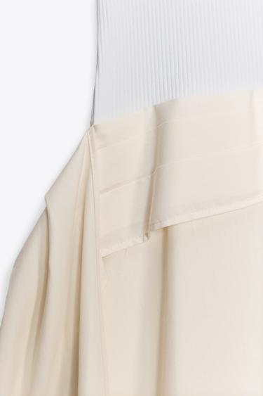 CONTRAST PLEATED DRESS - Ecru by Zara - Image 6