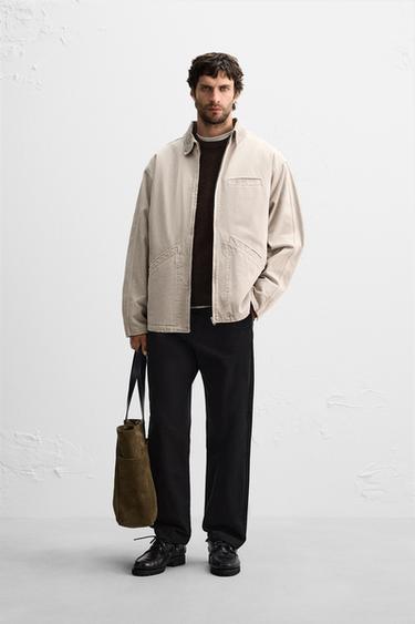 CAZADORA DENIM CUELLO COMBINADO - Rosa tiza de Zara - Imagen 0