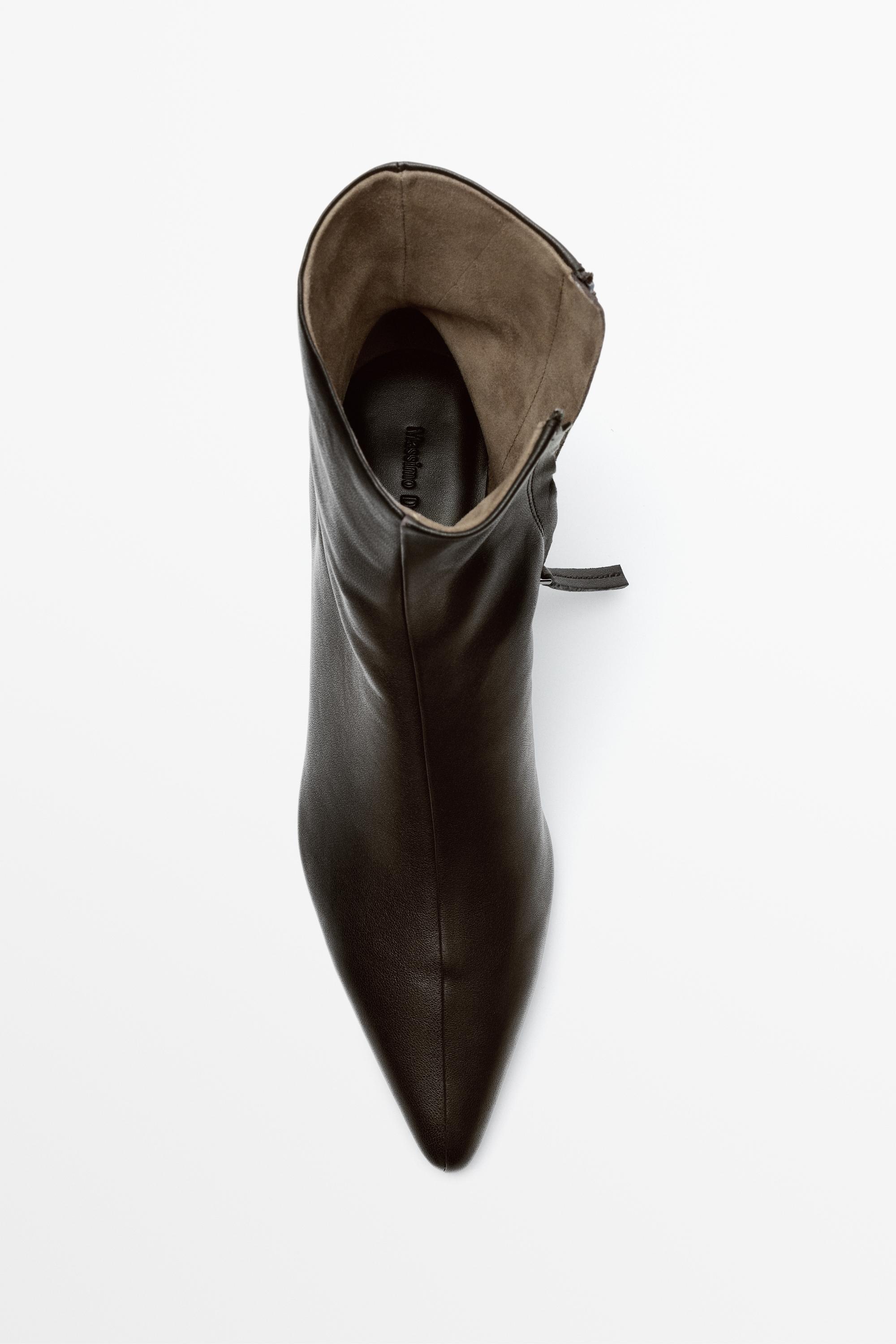 Low heel leather ankle boot