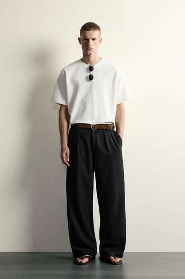 CAMISETA RELAXED FIT ESTRUCTURA - Blanco roto de Zara