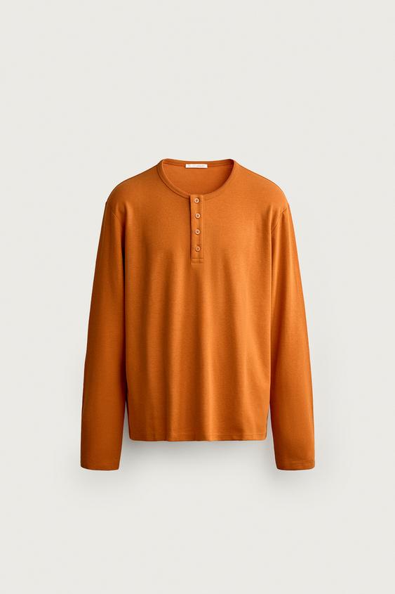 CAMISETA RELAXED FIT CUELLO PANADERO - Naranja vivo de Zara - Imagen 0
