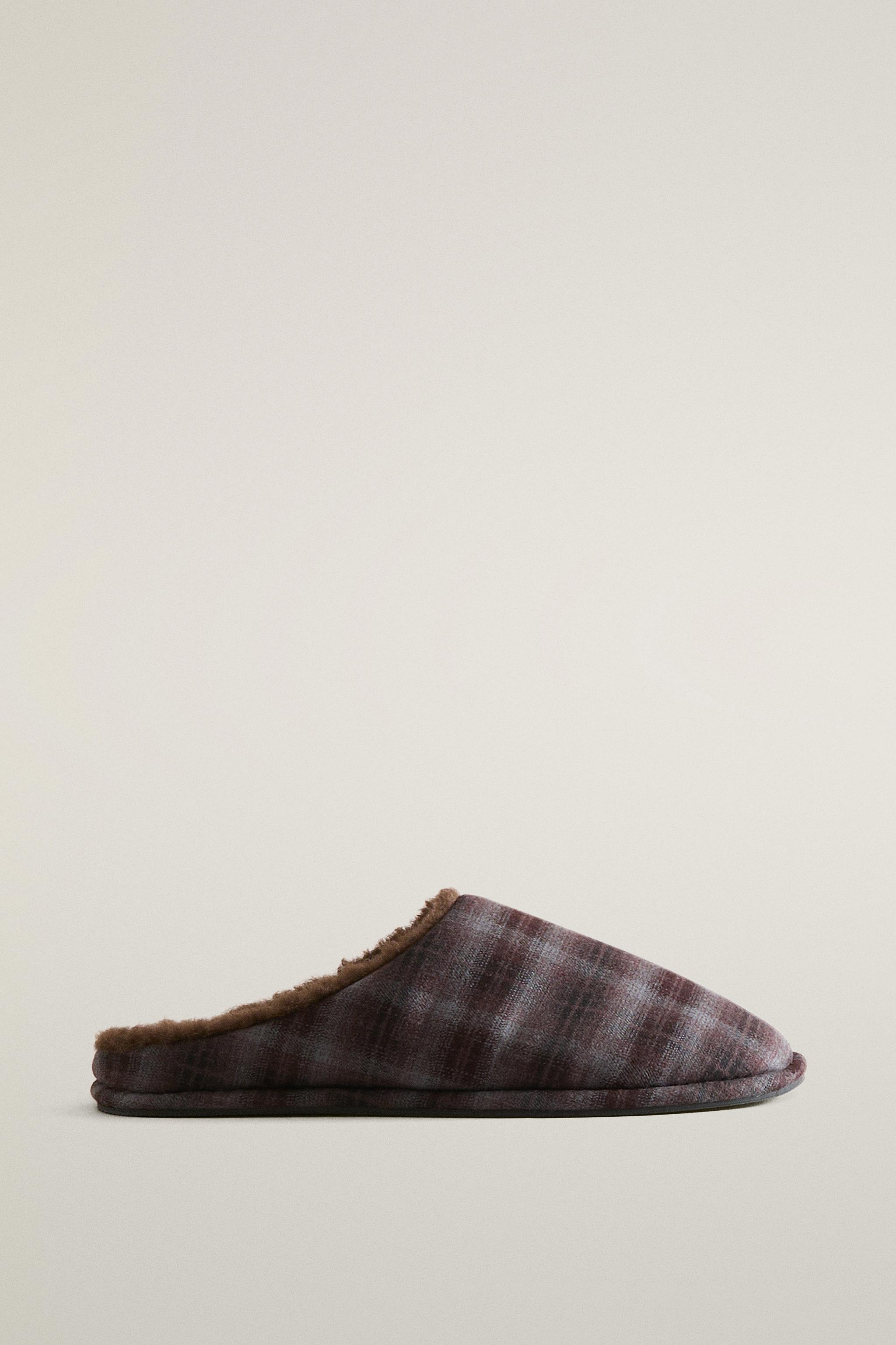 WARM CHECK MULE SLIPPERS