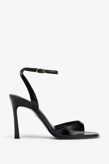 PATENT-FINISH HIGH-HEEL SANDALS - Black by Zara
