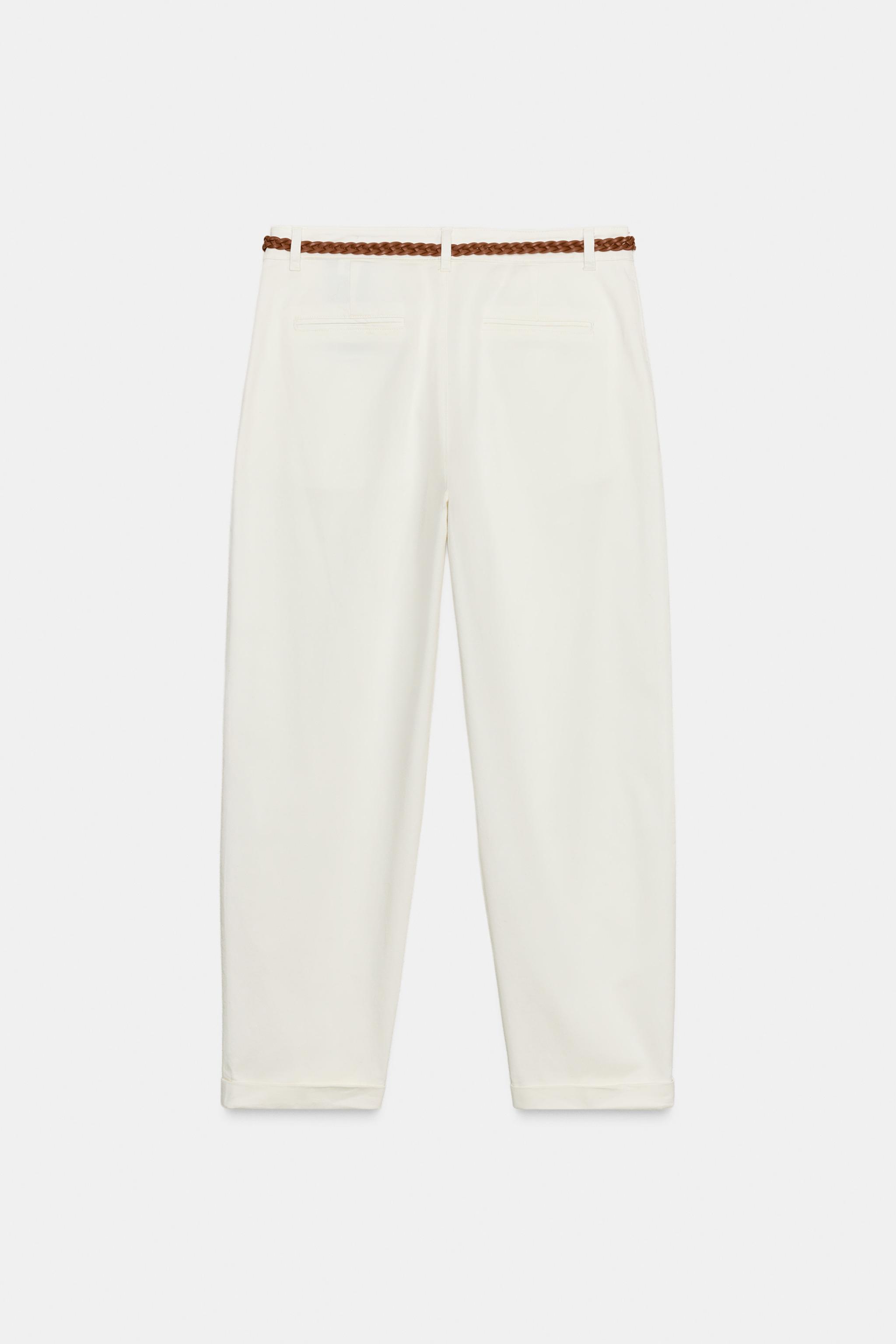 CALÇA CHINOS COM CINTO TRANÇADO - Cru | ZARA Brasil
