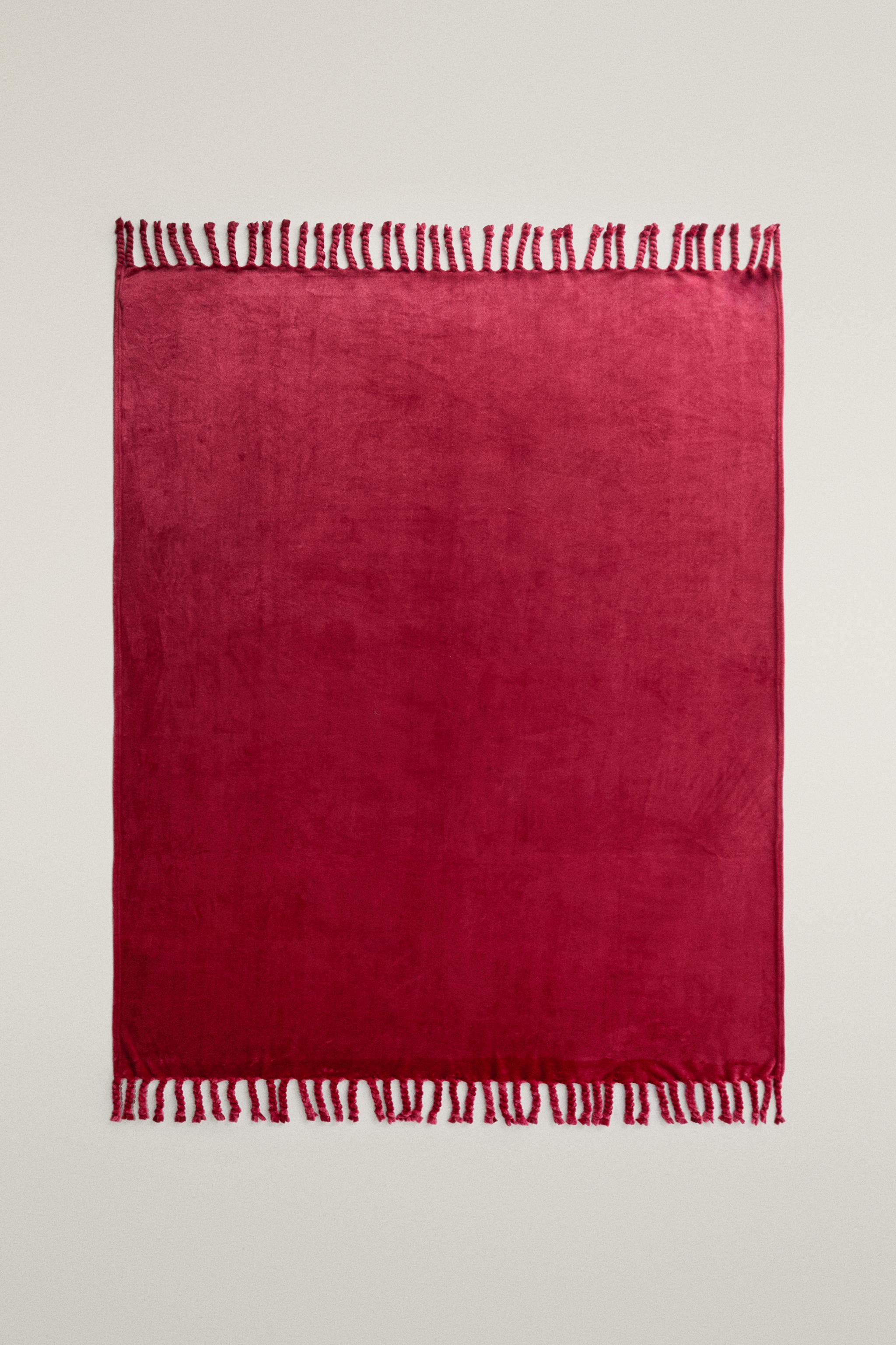 FRINGED FLEECE BLANKET - Green | ZARA Turkey