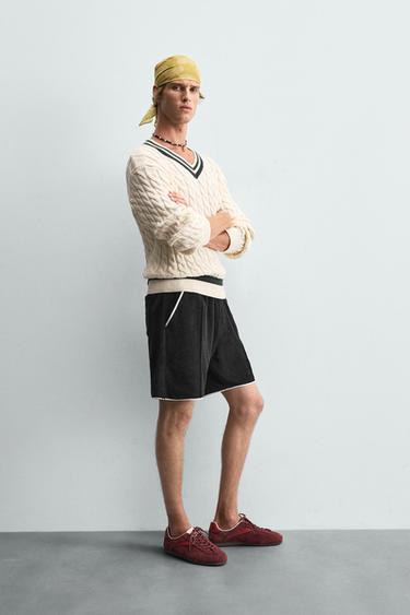 CONTRAST TOWELLING BERMUDA SHORTS - Navy blue de Zara - Image 3