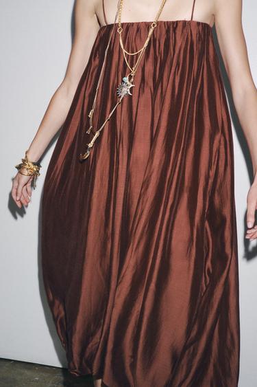 فستان متعدد المواضع بالون ZW COLLECTION - تيراكوتا by Zara