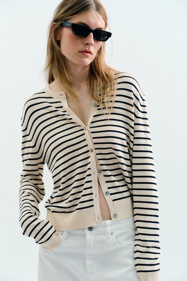 Zara 條紋針織開襟衫 - 條紋