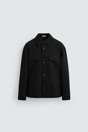 COMFORT TEXTURED OVERSHIRT - Black by Zara
