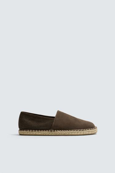 LEATHER COMBINATION ESPADRILLES - Chocolate by Zara