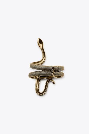TEXTURED SNAKESKIN PRINT BANGLE - Golden by Zara - Image 2