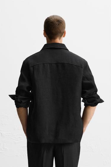 100% LINEN LIMITED EDITION OVERSHIRT - Black by Zara - Image 2