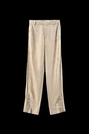 JACQUARD BUTTON TROUSERS ZW COLLECTION LIMITED EDITION - Ecru by Zara - Image 0