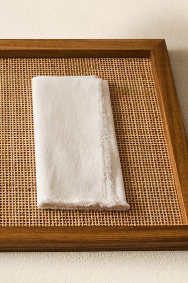 Zara WOOD RATTAN TRAY - Brown