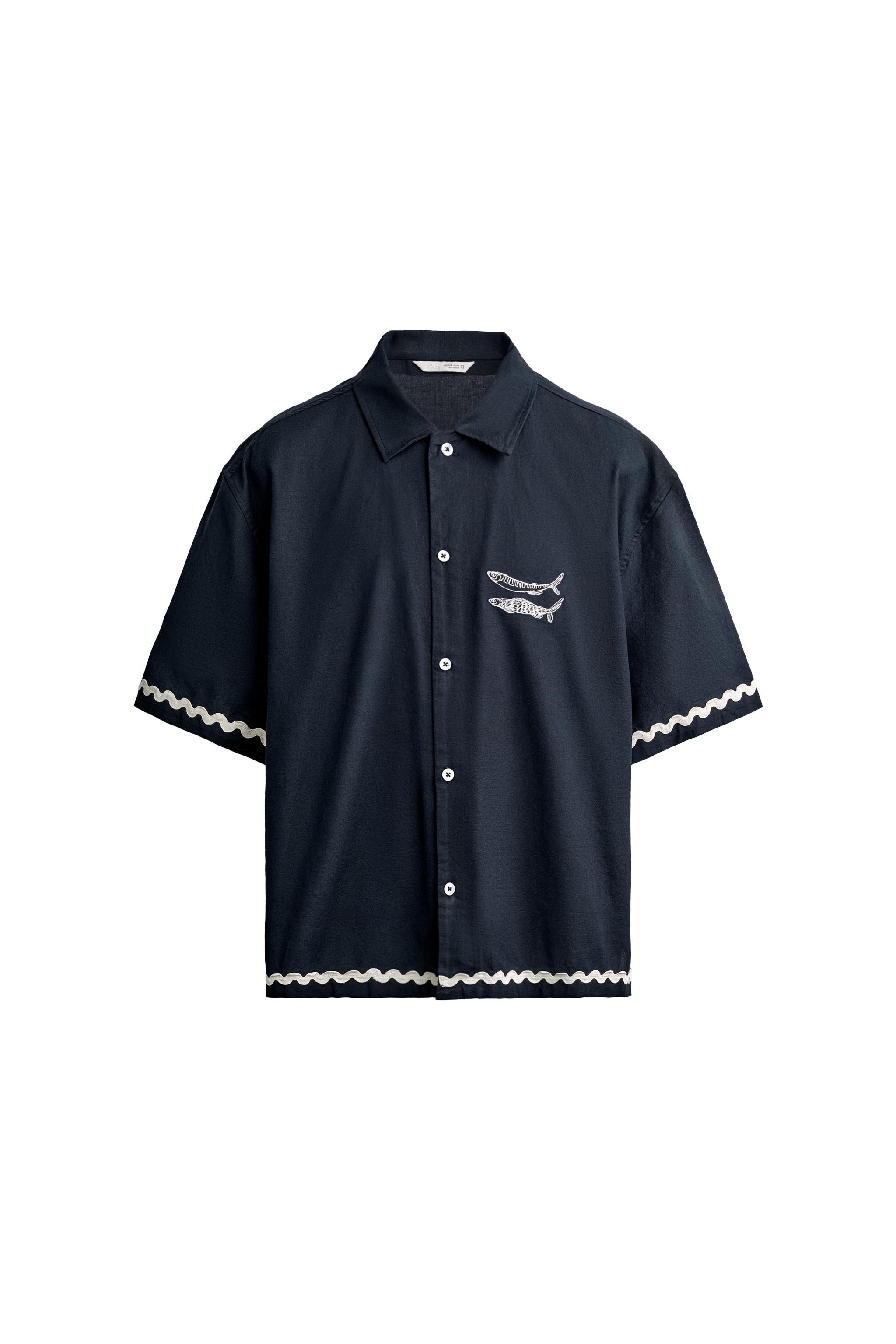 CAMISA RELAXED FIT BORDADO PECES