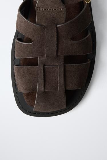 LEATHER CAGE SANDALS - Brown by Zara - Image 5