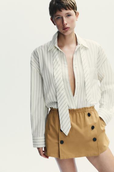 BUTTON SKORT - Mid-camel by Zara - Image 2