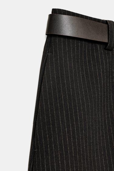 PINSTRIPE SKORT WITH BELT - Brown Stripes by Zara - Image 5