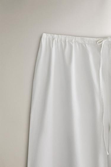 LONG TROUSERS WITH EMBROIDERY - White by Zara - Image 1