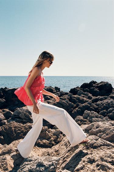 Z1975 WIDE-LEG MID-WAIST JEANS WITH SIDE SEAMS - White by Zara