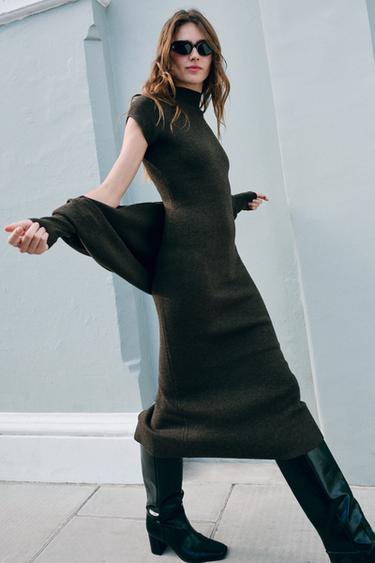 KNIT MAXI DRESS — brown vigore 1