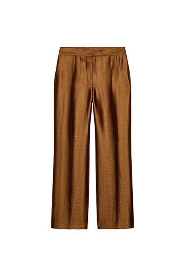 PLEATED STRAIGHT-LEG TROUSERS - Copper by Zara