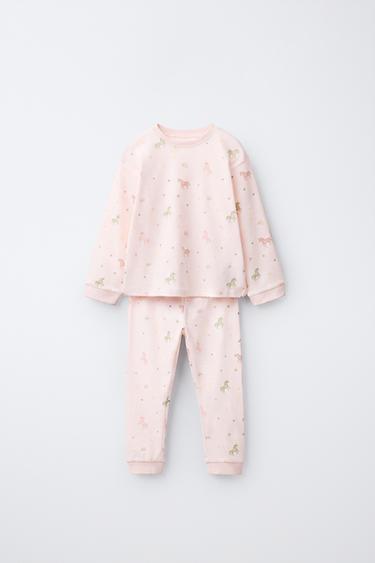 Zara 1 1/2-6 YEARS / UNICORN PRINT PAJAMA SET - Pale pink