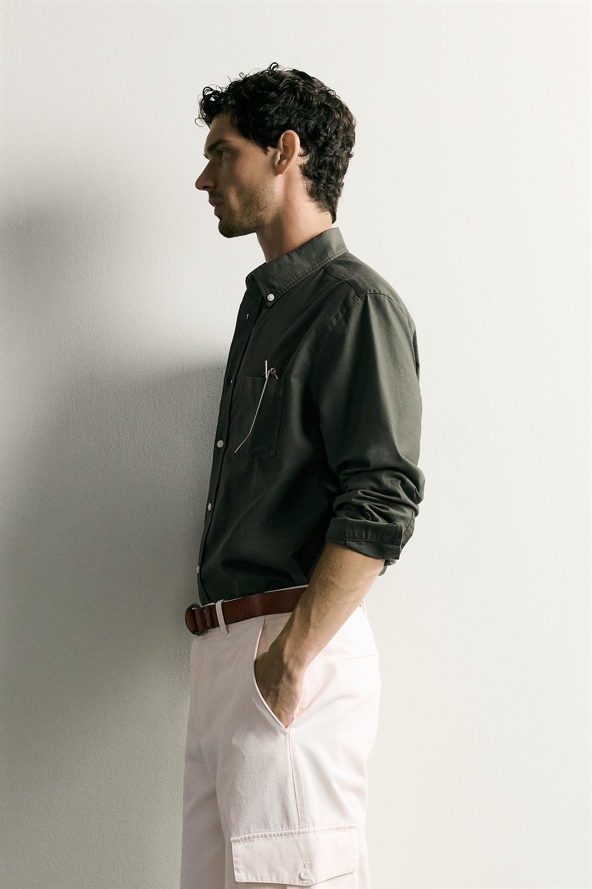 Zara REGULAR FIT OXFORD GÖMLEK görsel 4