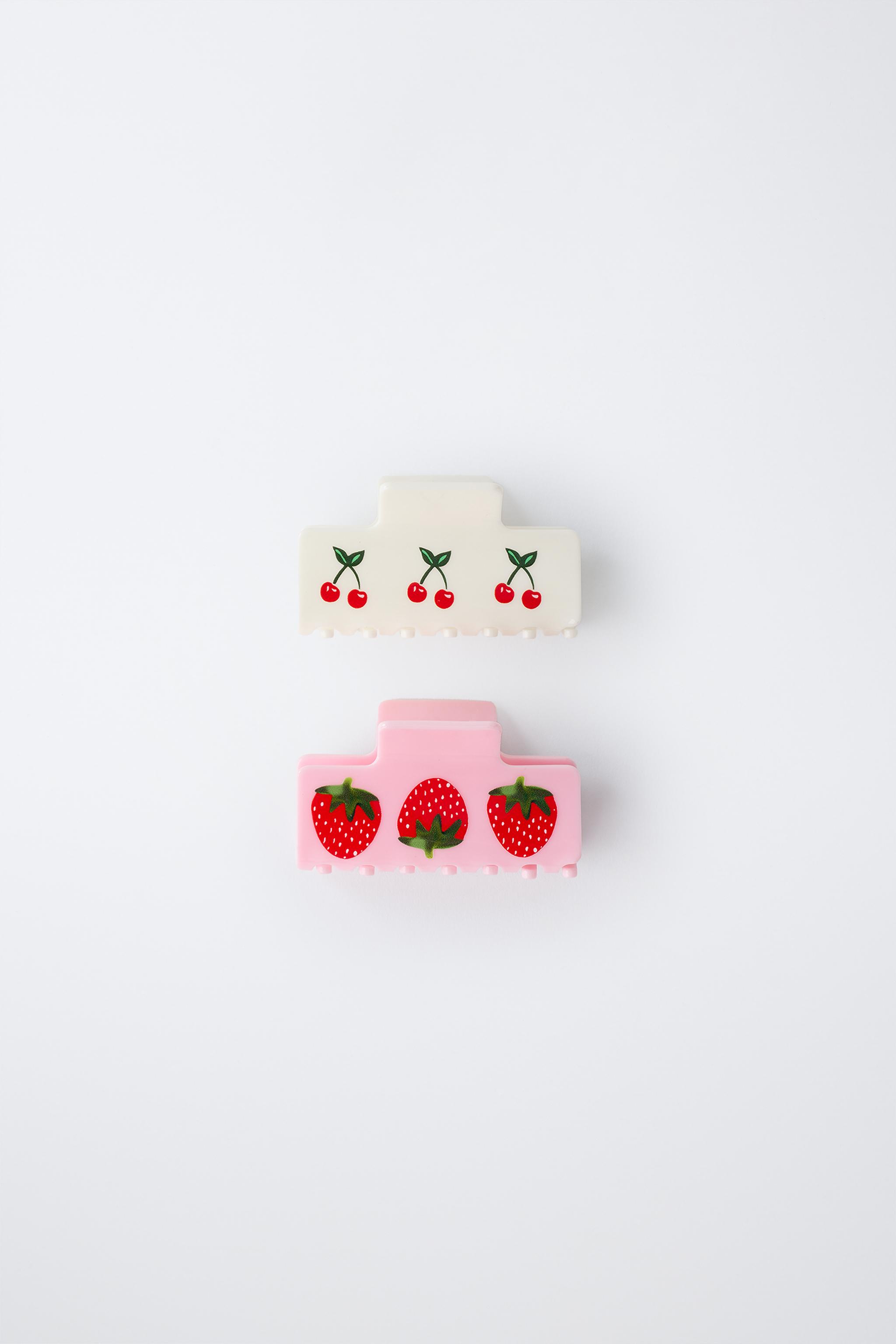 PACK OF TWO STRAWBERRY AND CHERRY CLIPS - Pink | ZARA United States