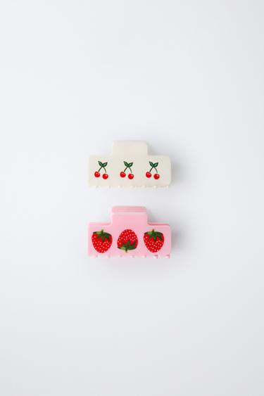 PACK OF TWO STRAWBERRY AND CHERRY HAIR CLIPS - Pink by Zara - Image 3