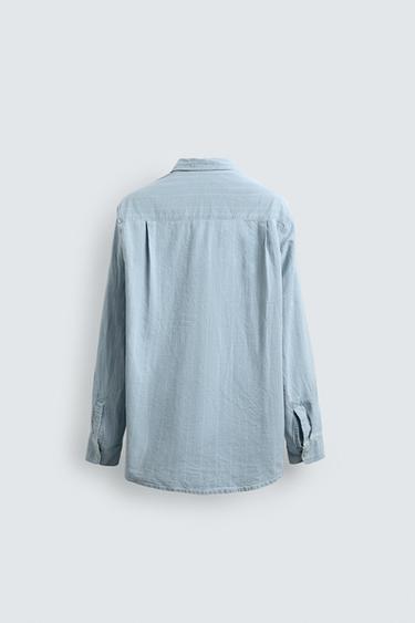JACQUARD DENIM SHIRT AARON LEVINE X ZARA - Light blue by Zara - Image 6