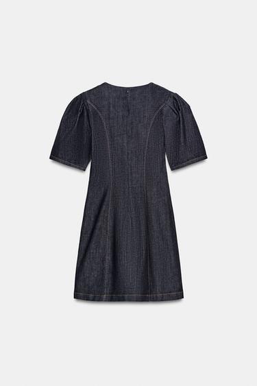 ROBE COURTE EN DENIM Z1975 À MANCHES BOUFFANTES - Bleu de Zara - Image 6
