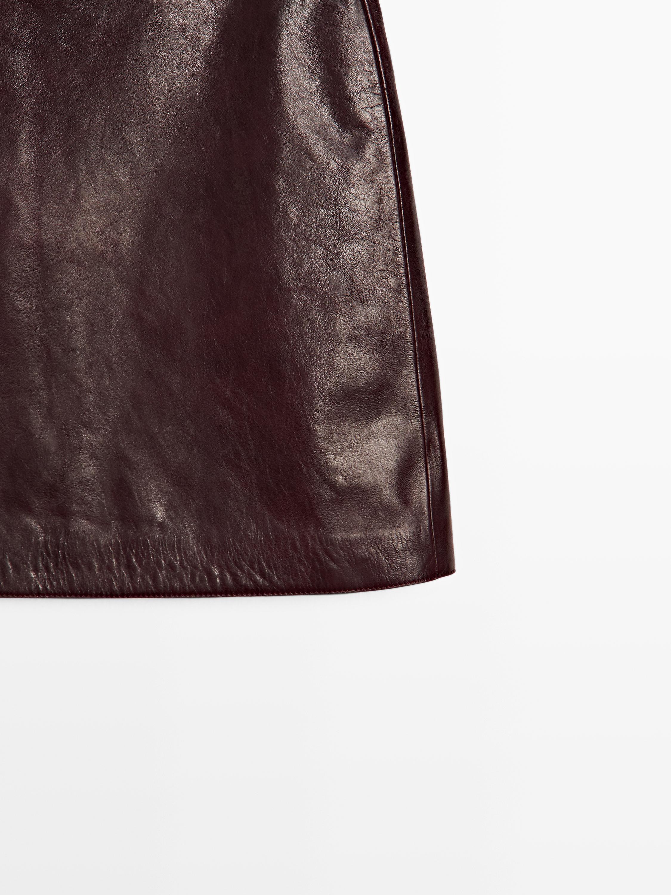 Short nappa leather skirt